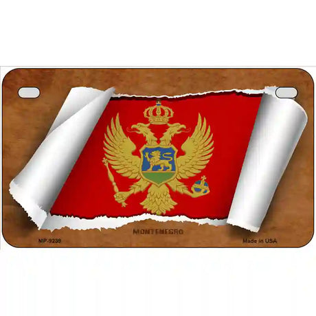 Montenegro Flag Scroll Metal Novelty License Plate 7" x 4" (MP)