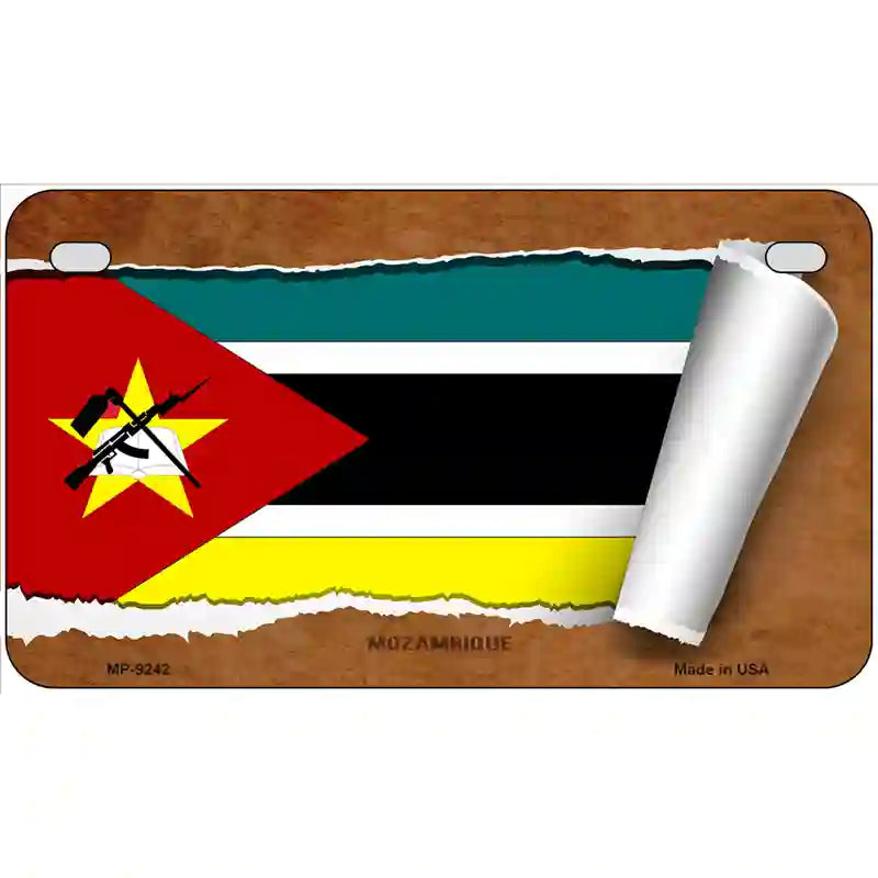 Mozambique Flag Scroll Metal Novelty License Plate 7" x 4" (MP)