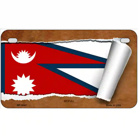 Nepal Flag Scroll Metal Novelty License Plate 7" x 4" (MP)