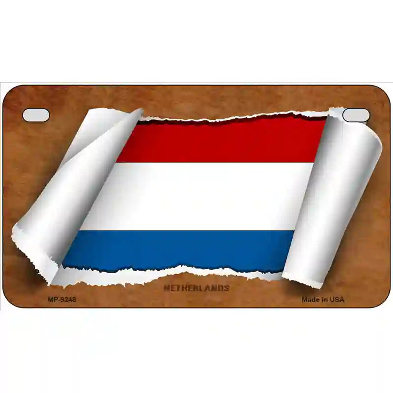 Netherlands Flag Scroll Metal Novelty License Plate 7" x 4" (MP)