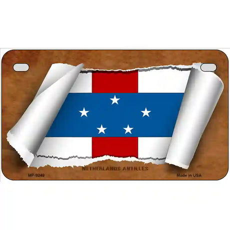 Netherlands Antilles Flag Scroll Metal Novelty License Plate 7" x 4" (MP)