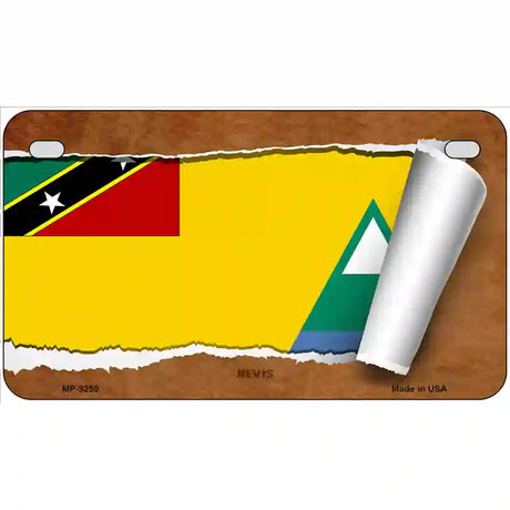 Nevis Flag Scroll Metal Novelty License Plate 7" x 4" (MP)