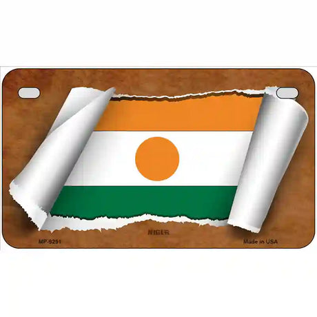 Niger Flag Scroll Metal Novelty License Plate 7" x 4" (MP)