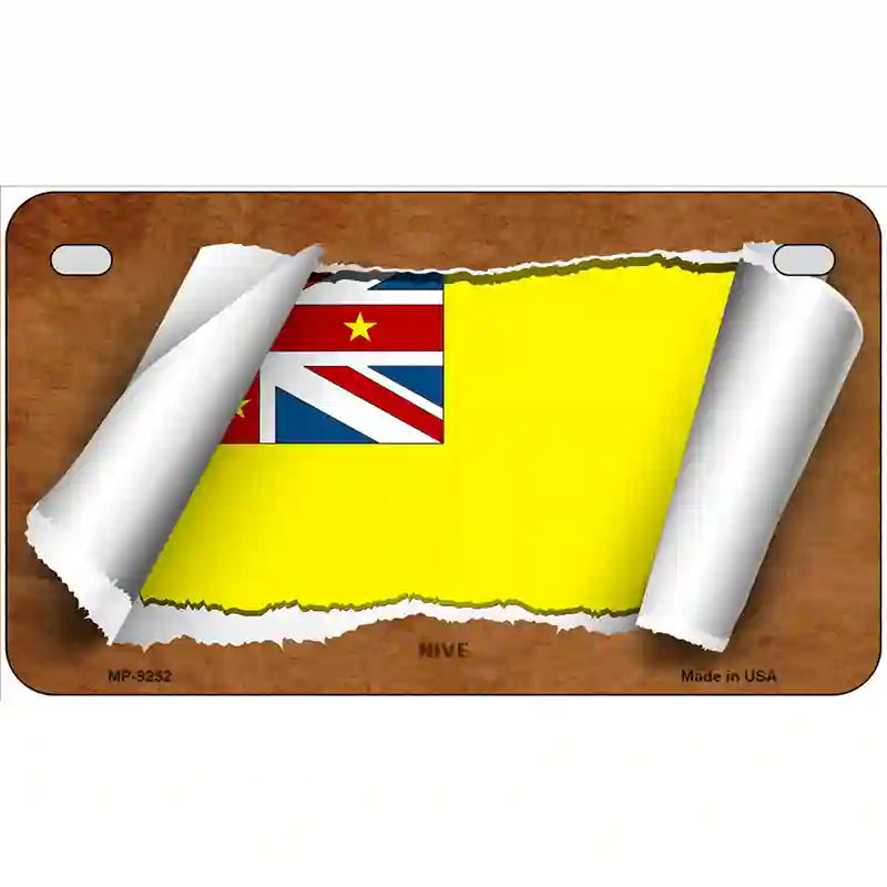 Nive Flag Scroll Metal Novelty License Plate 7" x 4" (MP)