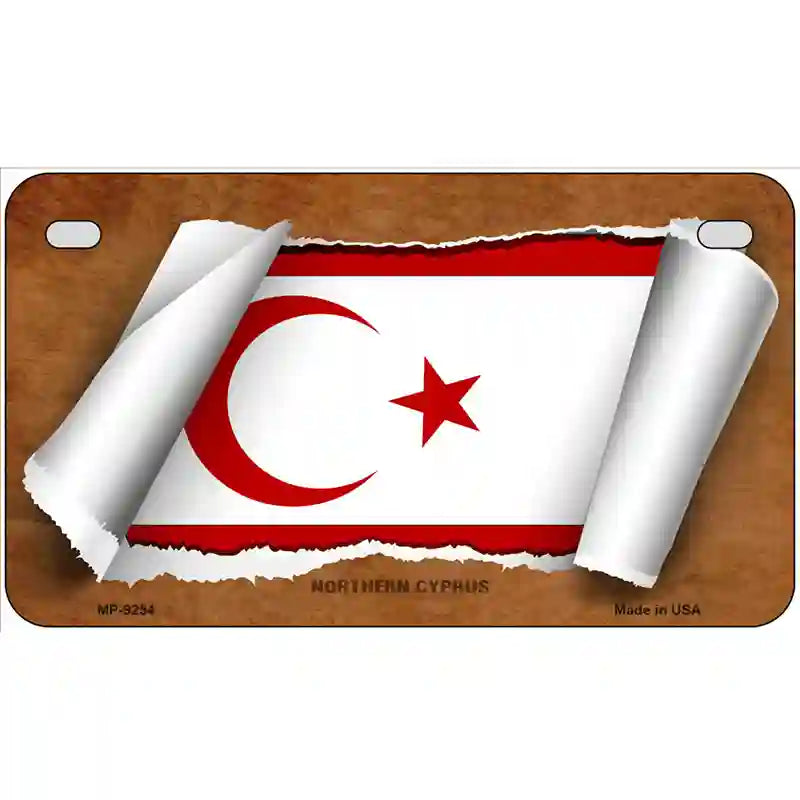 Northern Cyrpus Flag Scroll Metal Novelty License Plate 7" x 4" (MP)