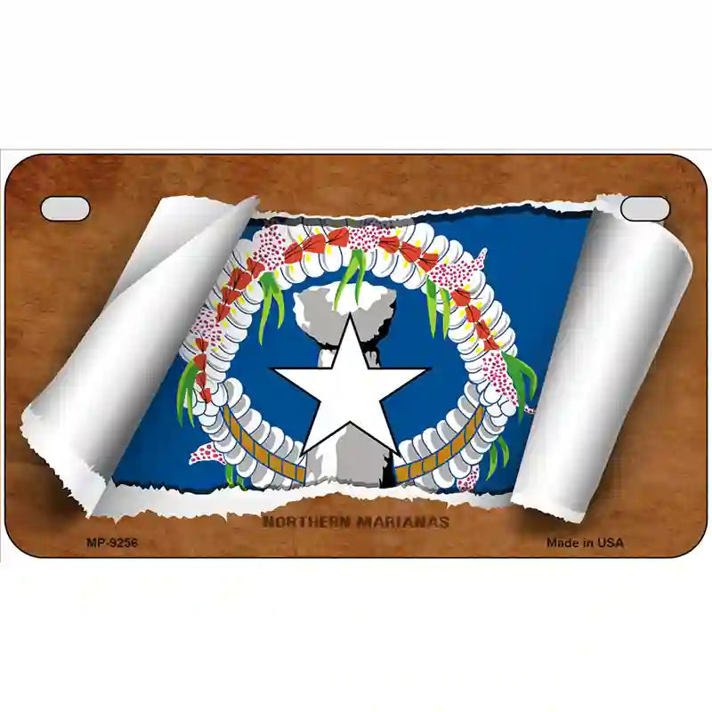 Northern Marianas Flag Scroll Metal Novelty License Plate 7" x 4" (MP)