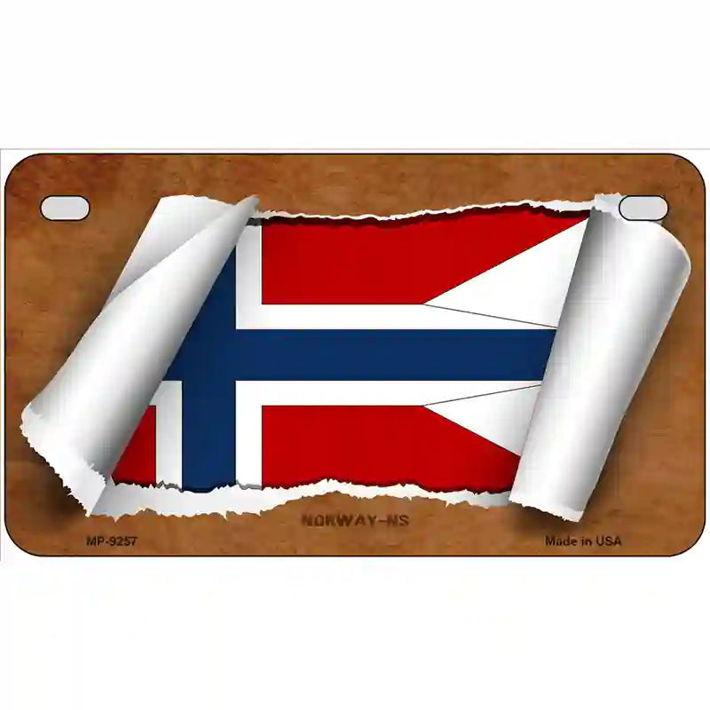 Norway Country Flag Scroll Metal Novelty License Plate 7" x 4" (MP)