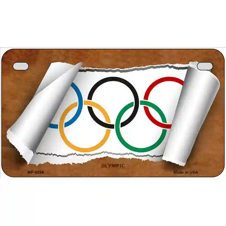 Olympic Flag Scroll Metal Novelty License Plate 7" x 4" (MP)