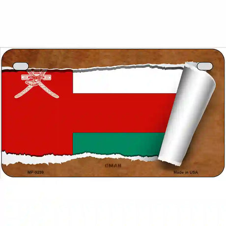 Oman Flag Scroll Metal Novelty License Plate 7" x 4" (MP)