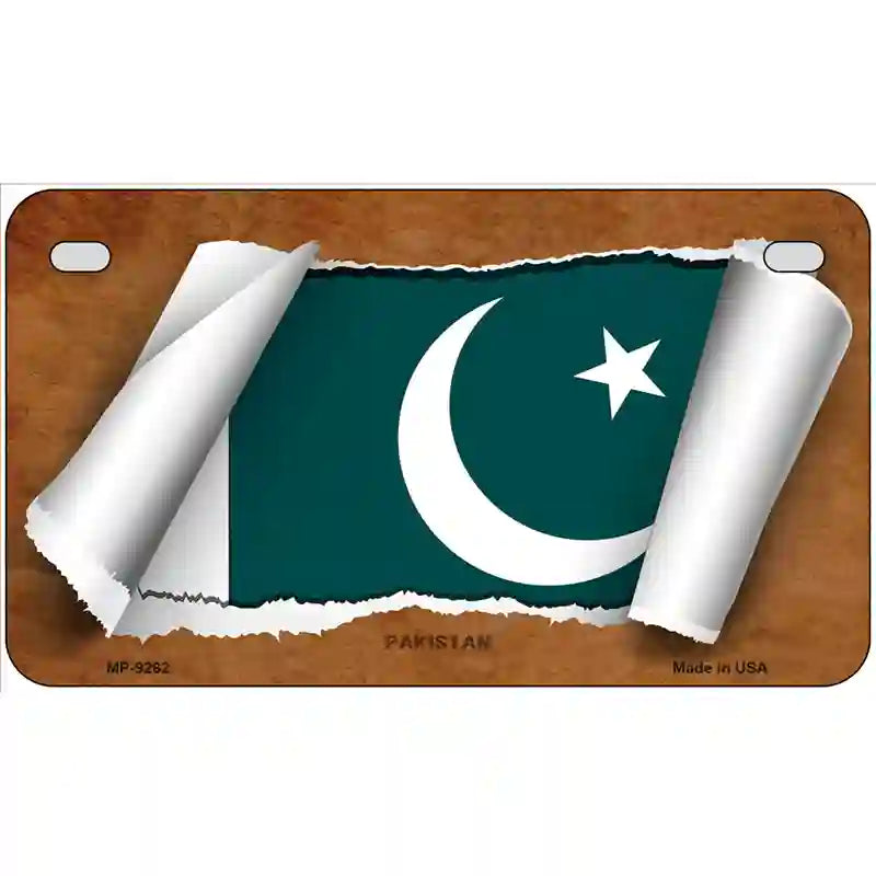 Pakistan Flag Scroll Metal Novelty License Plate 7" x 4" (MP)