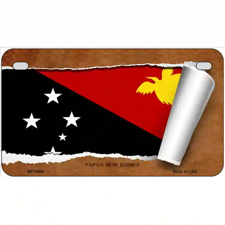 Papua New Guinea Flag Scroll Metal Novelty License Plate 7" x 4" (MP)