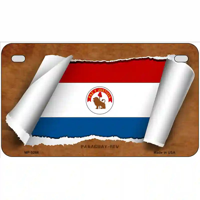 Paraguay-REV Flag Scroll Metal Novelty License Plate 7" x 4" (MP)