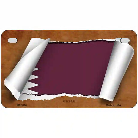 Qatar Flag Scroll Metal Novelty License Plate 7" x 4" (MP)