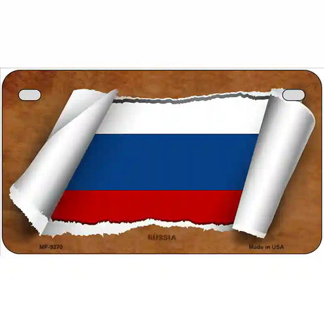 Russia Flag Scroll Metal Novelty License Plate 7" x 4" (MP)