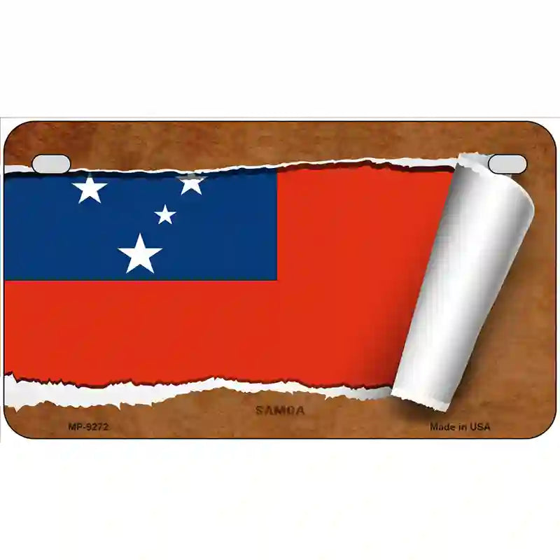 Samoa Flag Scroll Metal Novelty License Plate 7" x 4" (MP)