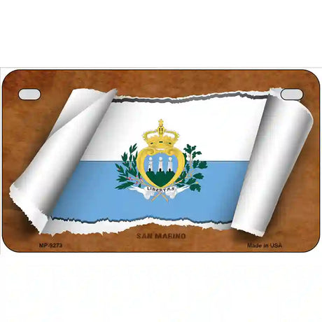 San Marino Flag Scroll Metal Novelty License Plate 7" x 4" (MP)