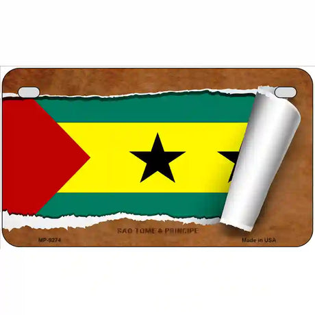 Sao Tome & Principe Flag Scroll Metal Novelty License Plate 7" x 4" (MP)