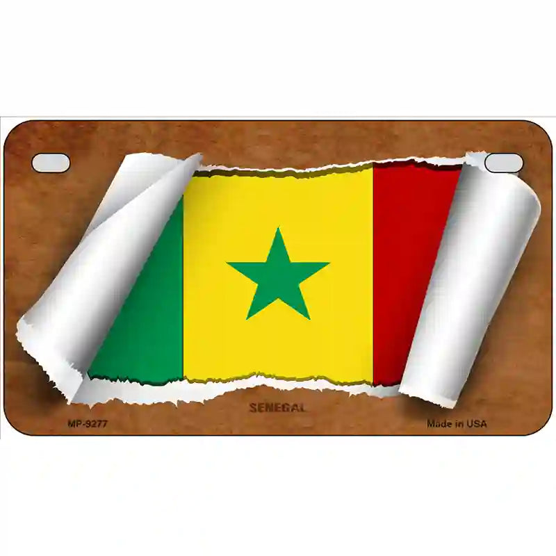 Senegal Flag Scroll Metal Novelty License Plate 7" x 4" (MP)