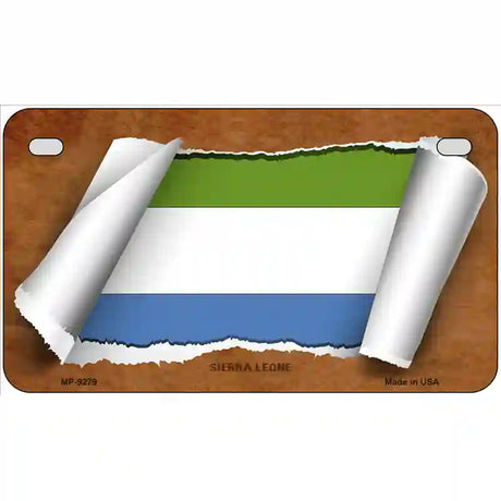 Sierra Leone Flag Scroll Metal Novelty License Plate 7" x 4" (MP)