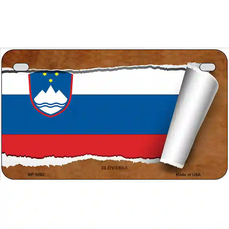 Slovenia Flag Scroll Metal Novelty License Plate 7" x 4" (MP)