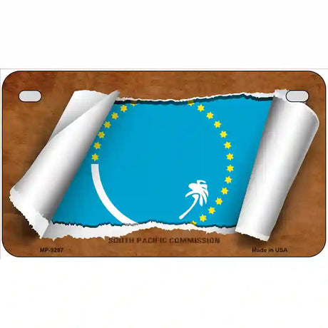 South Pacific Commission Flag Scroll Metal Novelty License Plate 7" x 4" (MP)