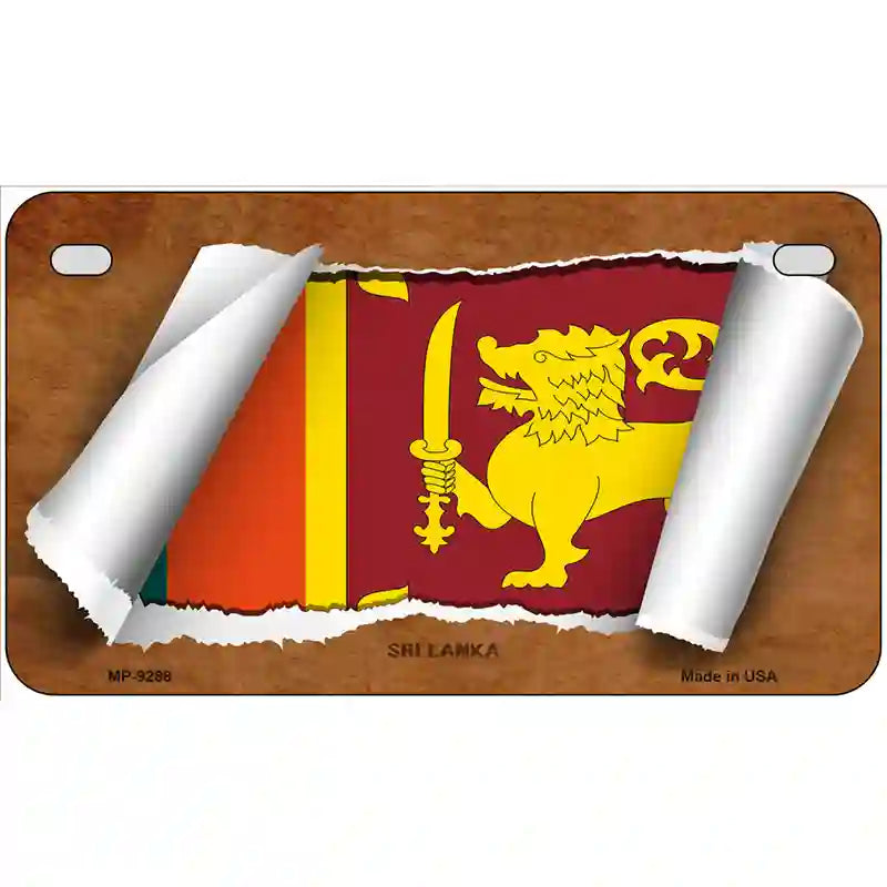 Sri Lanka Flag Scroll Metal Novelty License Plate 7" x 4" (MP)