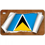 St Lucia Flag Scroll Metal Novelty License Plate 7" x 4" (MP)