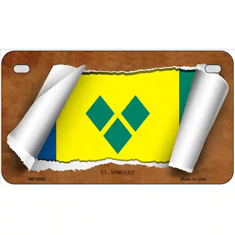 St Vincent Flag Scroll Metal Novelty License Plate 7" x 4" (MP)