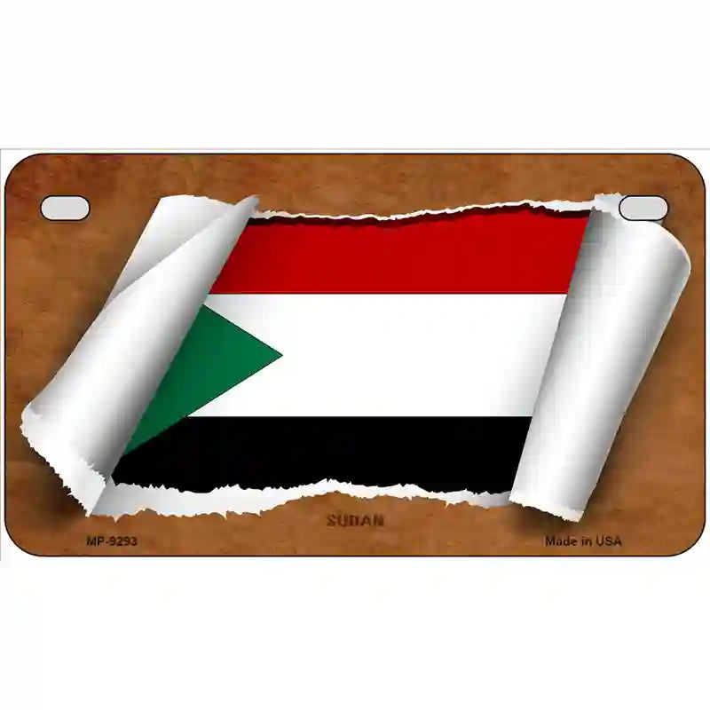 Sudan Flag Scroll Metal Novelty License Plate 7" x 4" (MP)