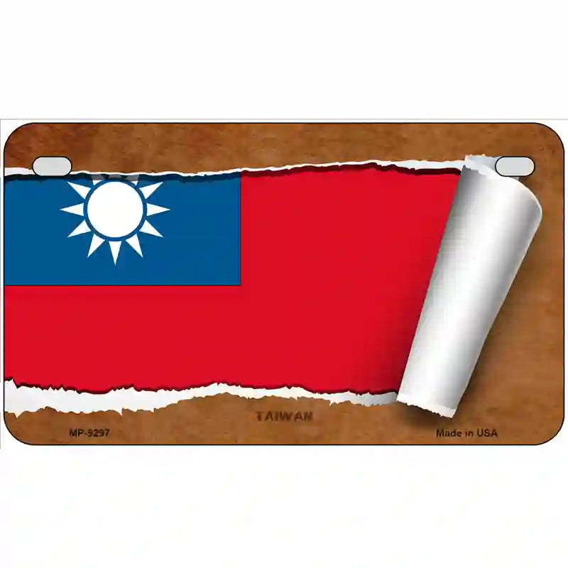 Taiwan Flag Scroll Metal Novelty License Plate 7" x 4" (MP)