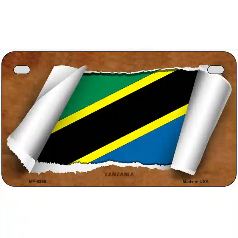 Tanzania Flag Scroll Metal Novelty License Plate 7" x 4" (MP)