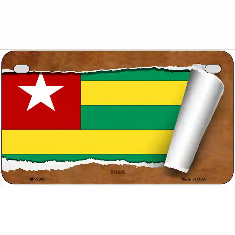 Togo Flag Scroll Metal Novelty License Plate 7" x 4" (MP)