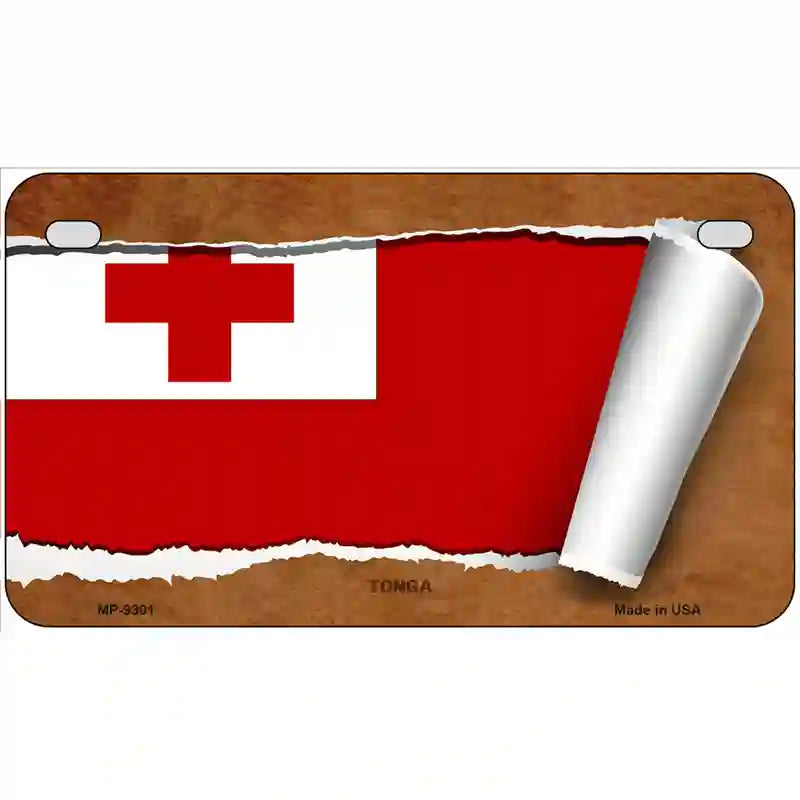 Tonga Flag Scroll Metal Novelty License Plate 7" x 4" (MP)