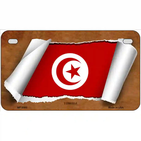 Tunisia Flag Scroll Metal Novelty License Plate 7" x 4" (MP)