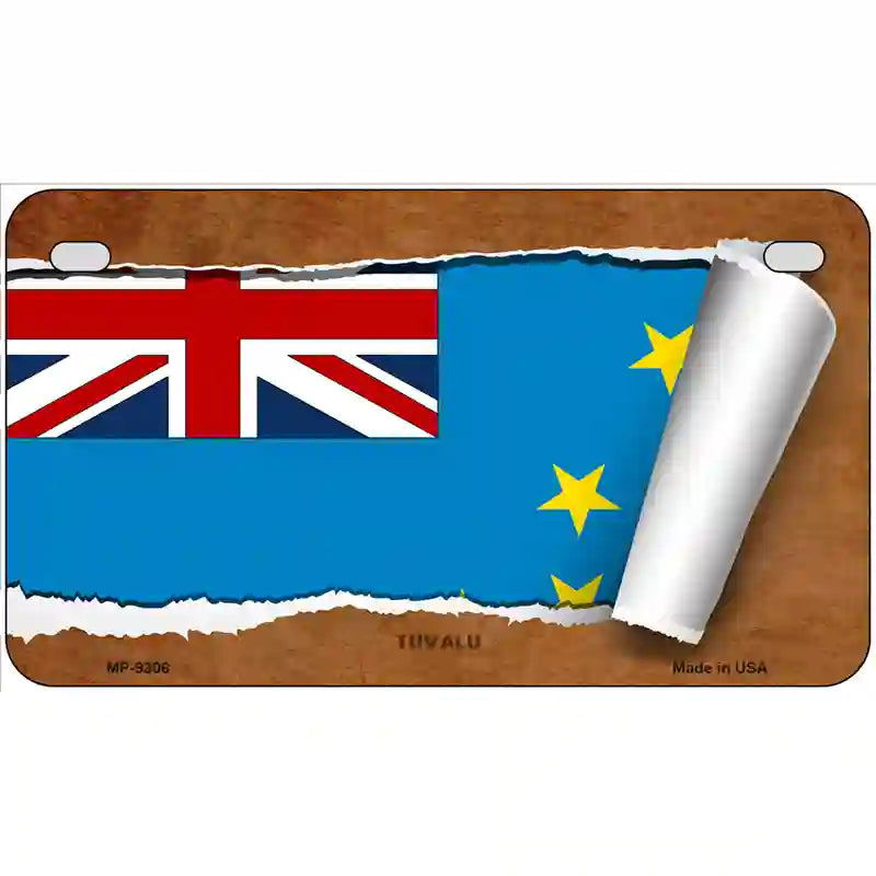 Tuvalu Flag Scroll Metal Novelty License Plate 7" x 4" (MP)