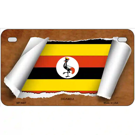 Uganda Flag Scroll Metal Novelty License Plate 7" x 4" (MP)