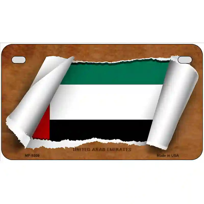 United Arab Emirates Flag Scroll Metal Novelty License Plate 7" x 4" (MP)