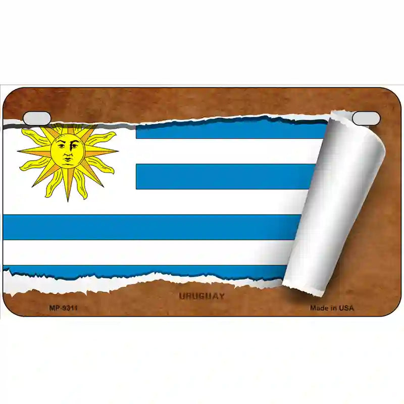 Uruguay Flag Scroll Metal Novelty License Plate 7" x 4" (MP)