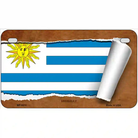 Uruguay Flag Scroll Metal Novelty License Plate 7" x 4" (MP)