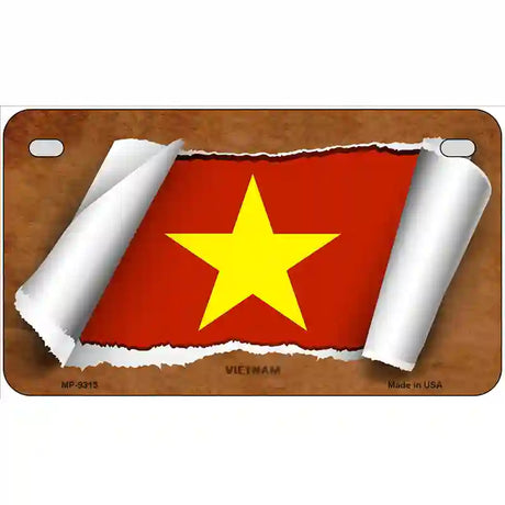 Vietnam Flag Scroll Metal Novelty License Plate 7" x 4" (MP)