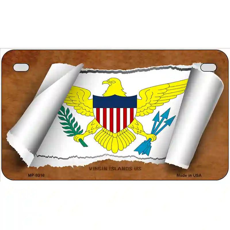 Virgin Islands US Flag Scroll Metal Novelty License Plate 7" x 4" (MP)