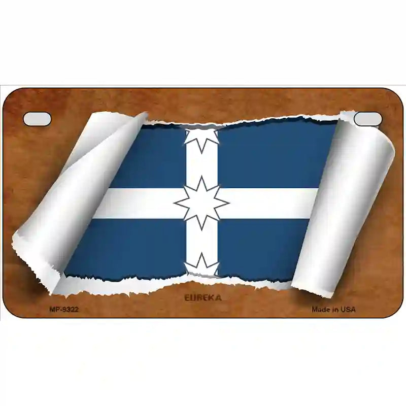 Eureka Flag Scroll Metal Novelty License Plate 7" x 4" (MP)