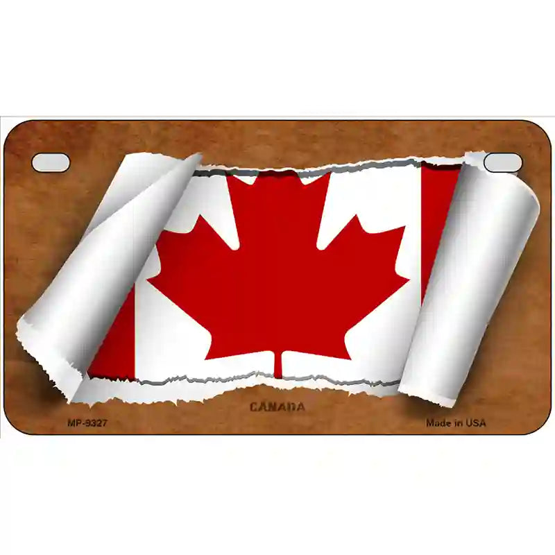 Canada Flag Scroll Metal Novelty License Plate 7" x 4" (MP)