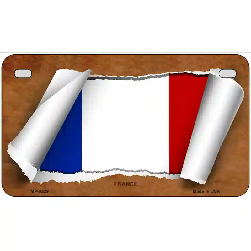 France Flag Scroll Metal Novelty License Plate 7" x 4" (MP)