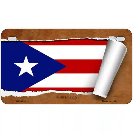 Puerto Rico Flag Scroll Metal Novelty License Plate 7" x 4" (MP)