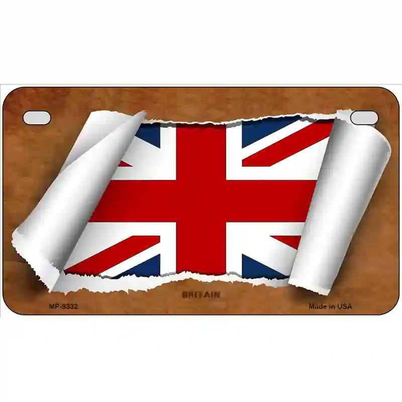 Britain Flag Scroll Metal Novelty License Plate 7" x 4" (MP)