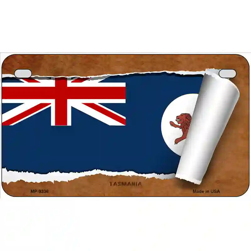 Tasmania Flag Scroll Metal Novelty License Plate 7" x 4" (MP)