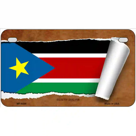 South Sudan Flag Scroll Metal Novelty License Plate 7" x 4" (MP)