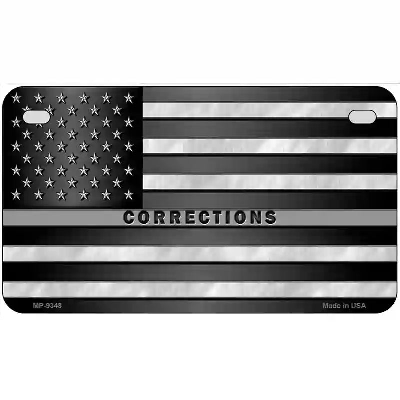 American Flag Corrections Metal Novelty License Plate 7" x 4" (MP)