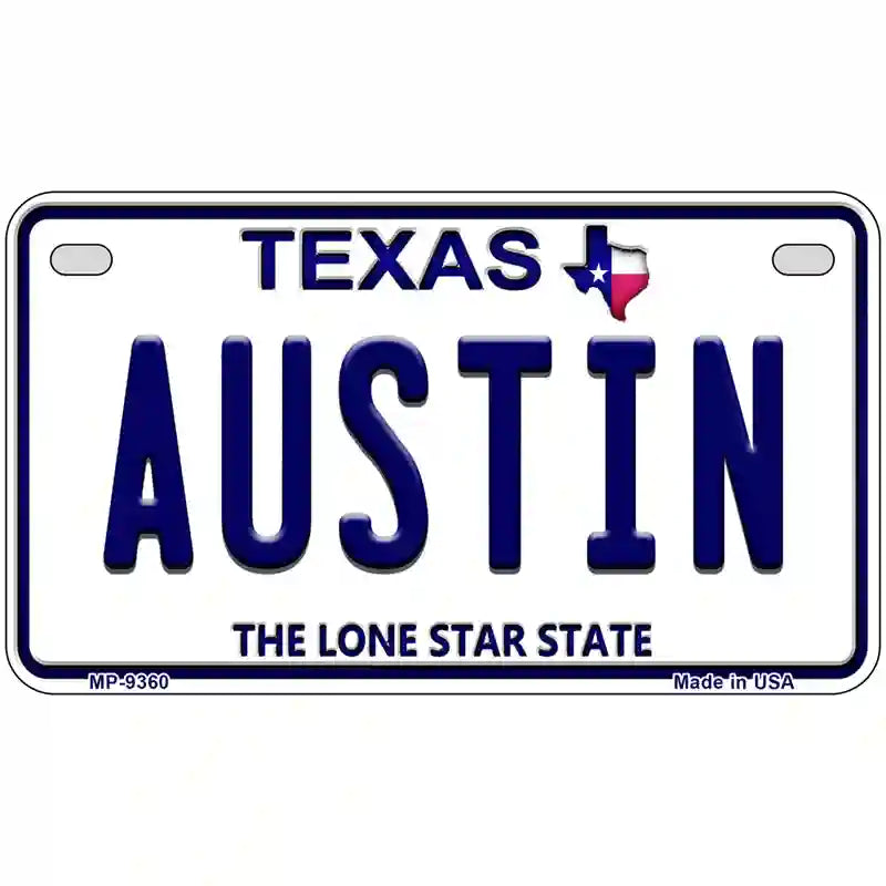 Austin Texas Novelty Metal License Plate 7" x 4" (MP)